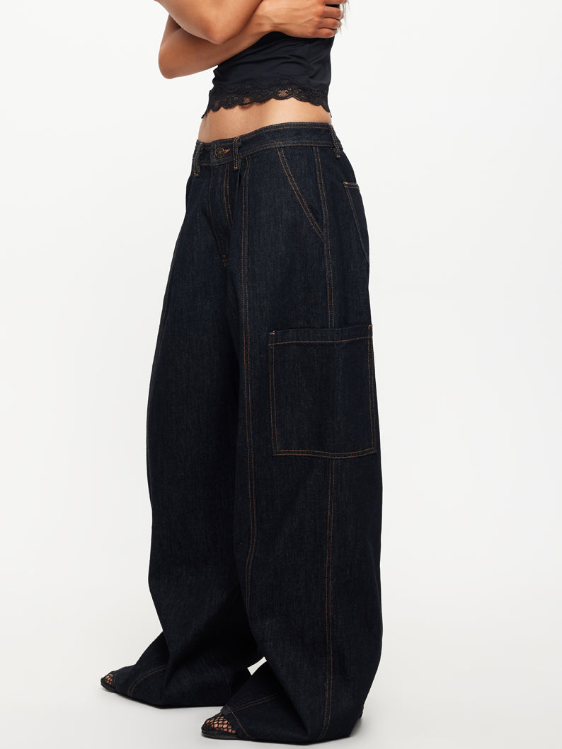 Lioness Veneda Baggy Jeans in Dark Denim | Dark Denim