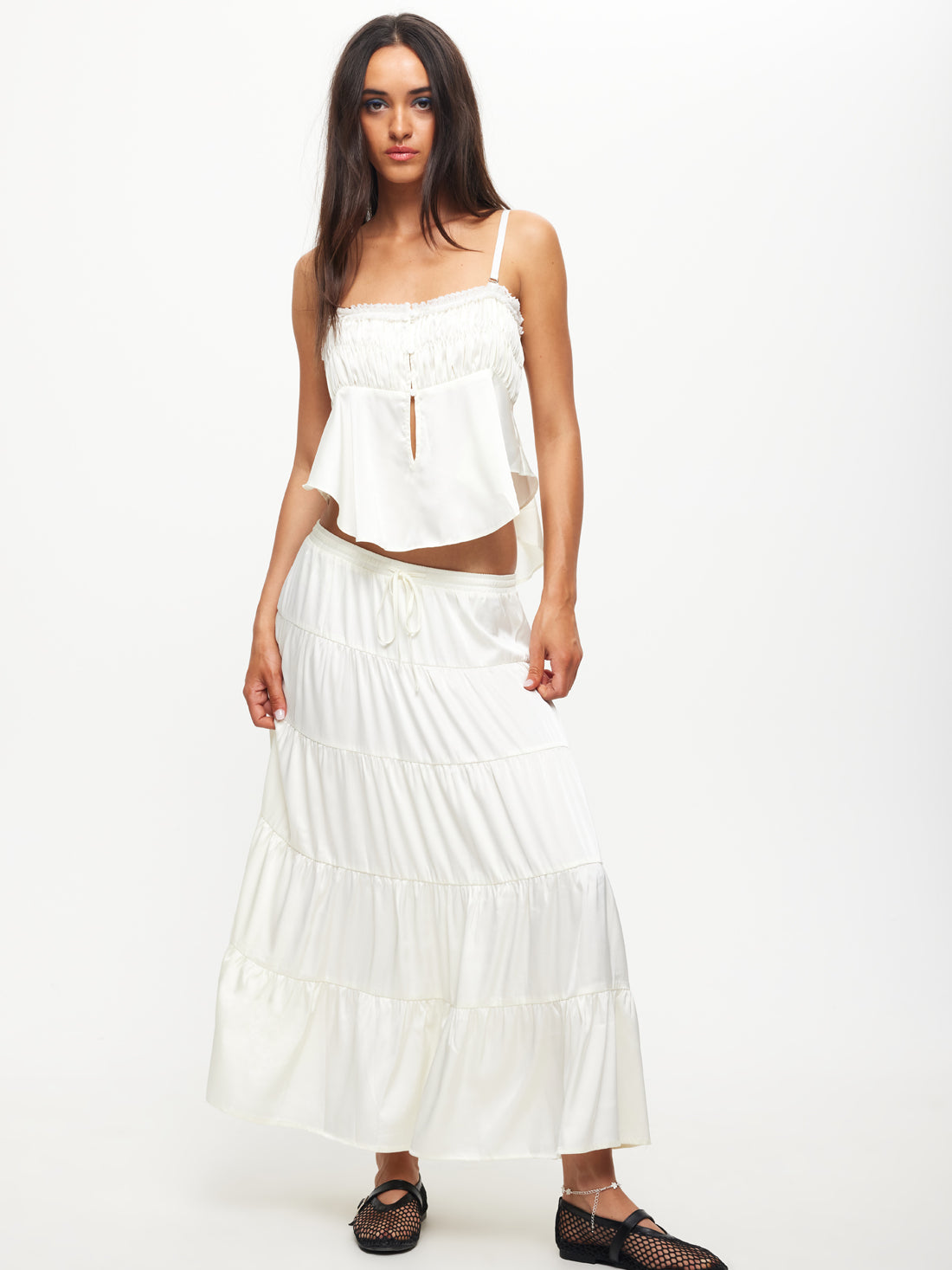 Keira Tiered Skirt in Porcelain White - Glue Store