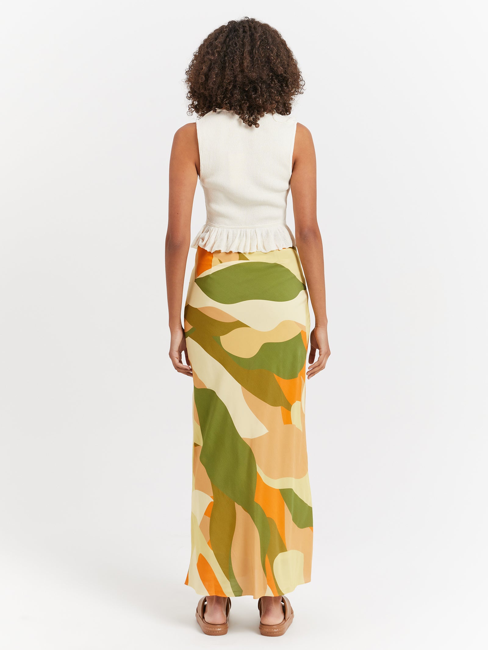 Nina Ruched Midi Skirt in Havana