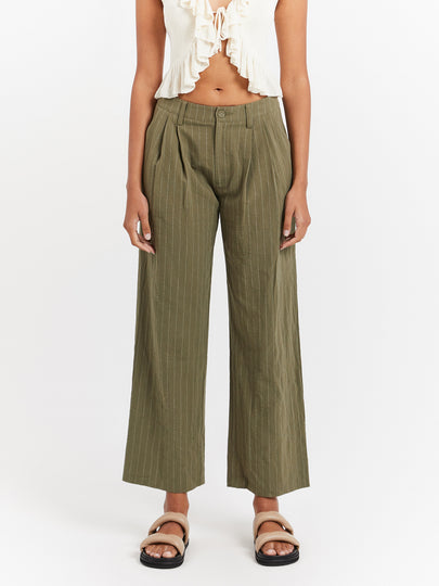 Rio Low Rise Pants in Khaki Stripe