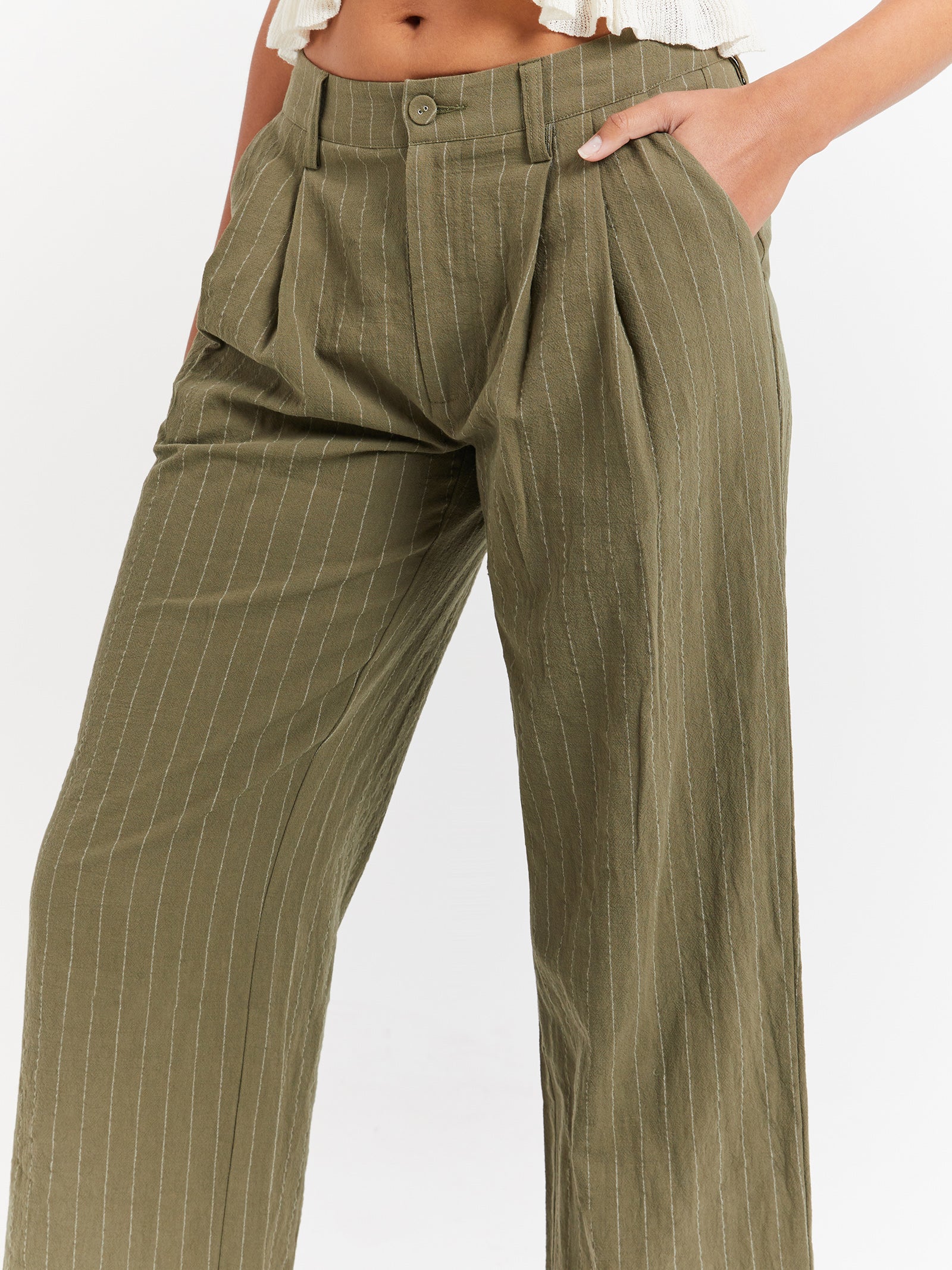 Rio Low Rise Pants in Khaki Stripe