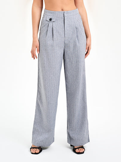 Lisette Tailored Pants in Grey Pinstripe