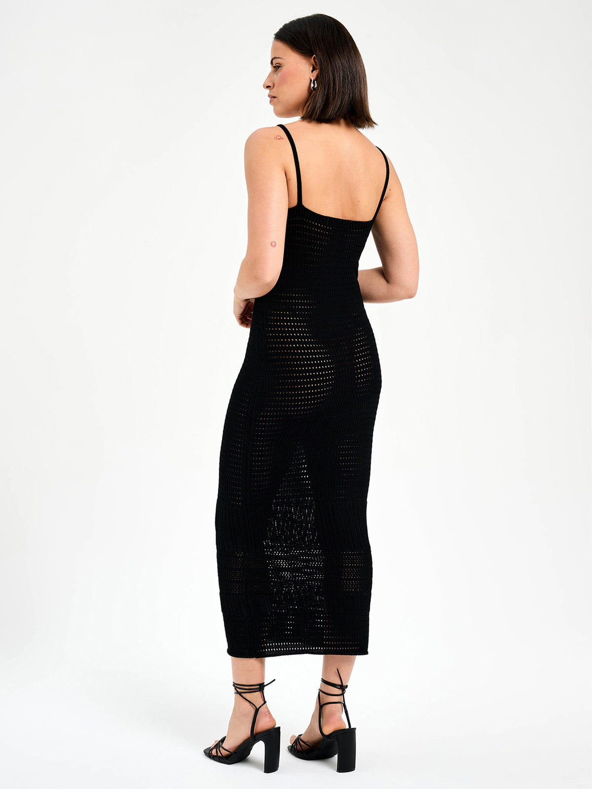 Lulu & Rose Sora Crochet Midi Dress in Black | Black