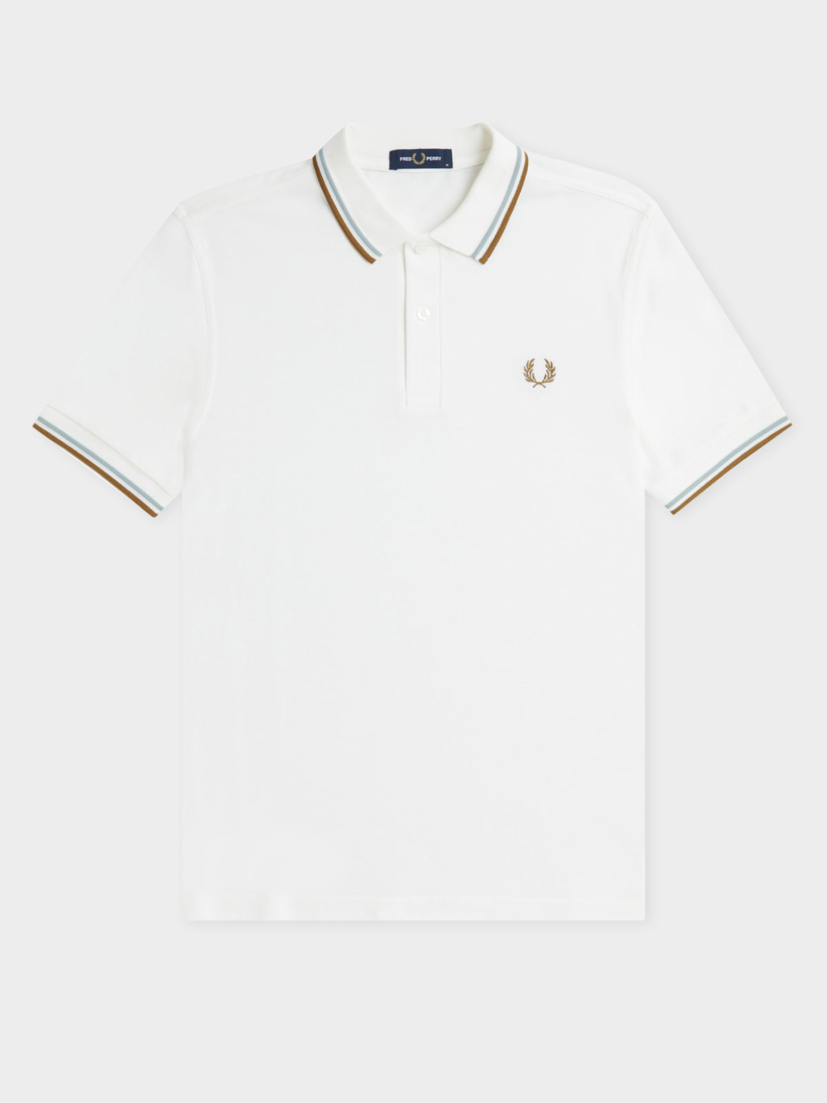 Fred Perry Twin Tipped Shirt | White/Silver Blue/Dark Caramel