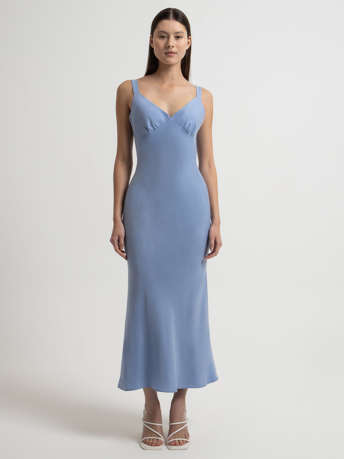 Nude Lucy Roni Cupro Slip Dress in Mineral Blue | Mineral Blue