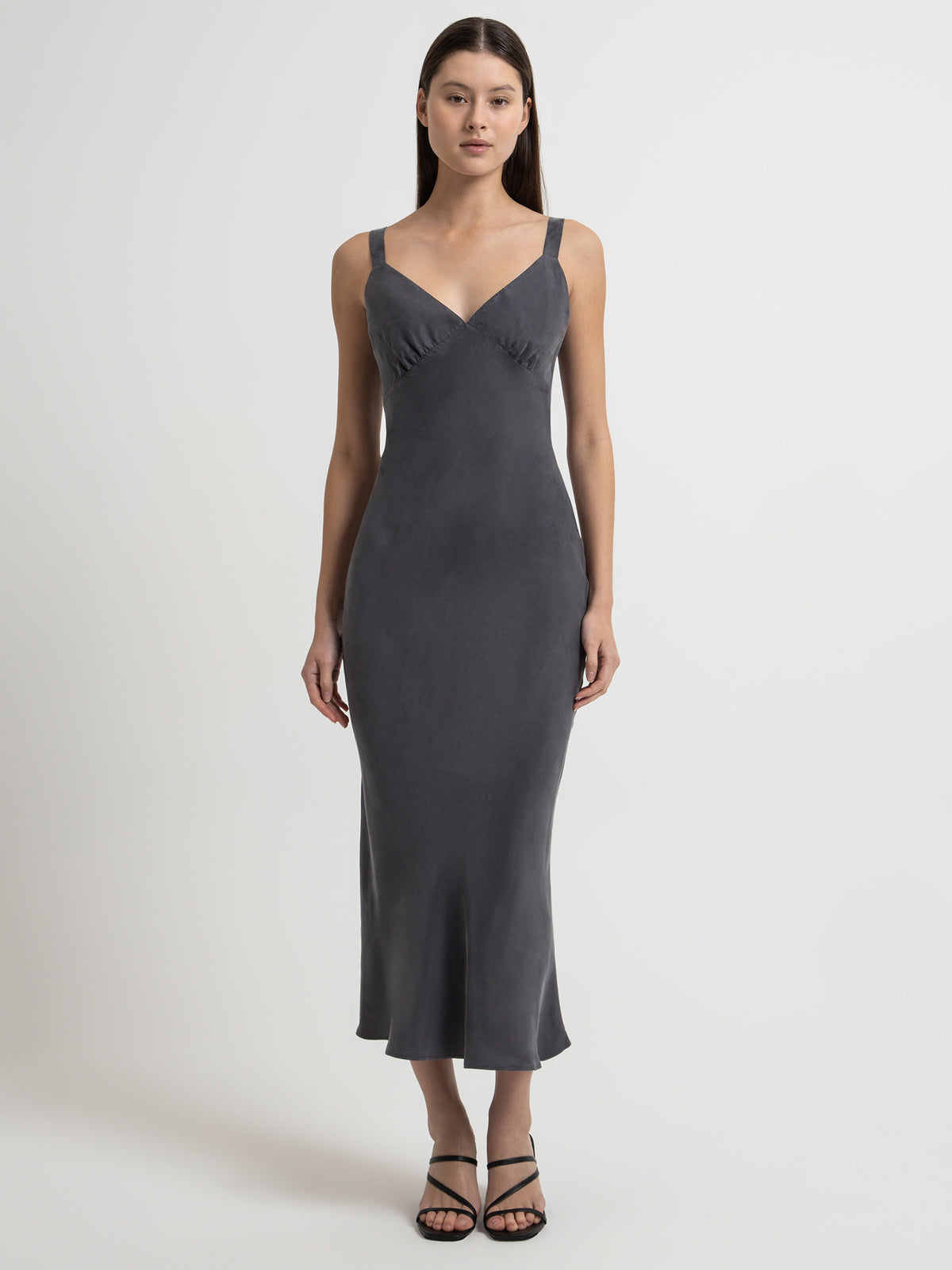 Nude Lucy Roni Cupro Slip Dress in Slate | Slate