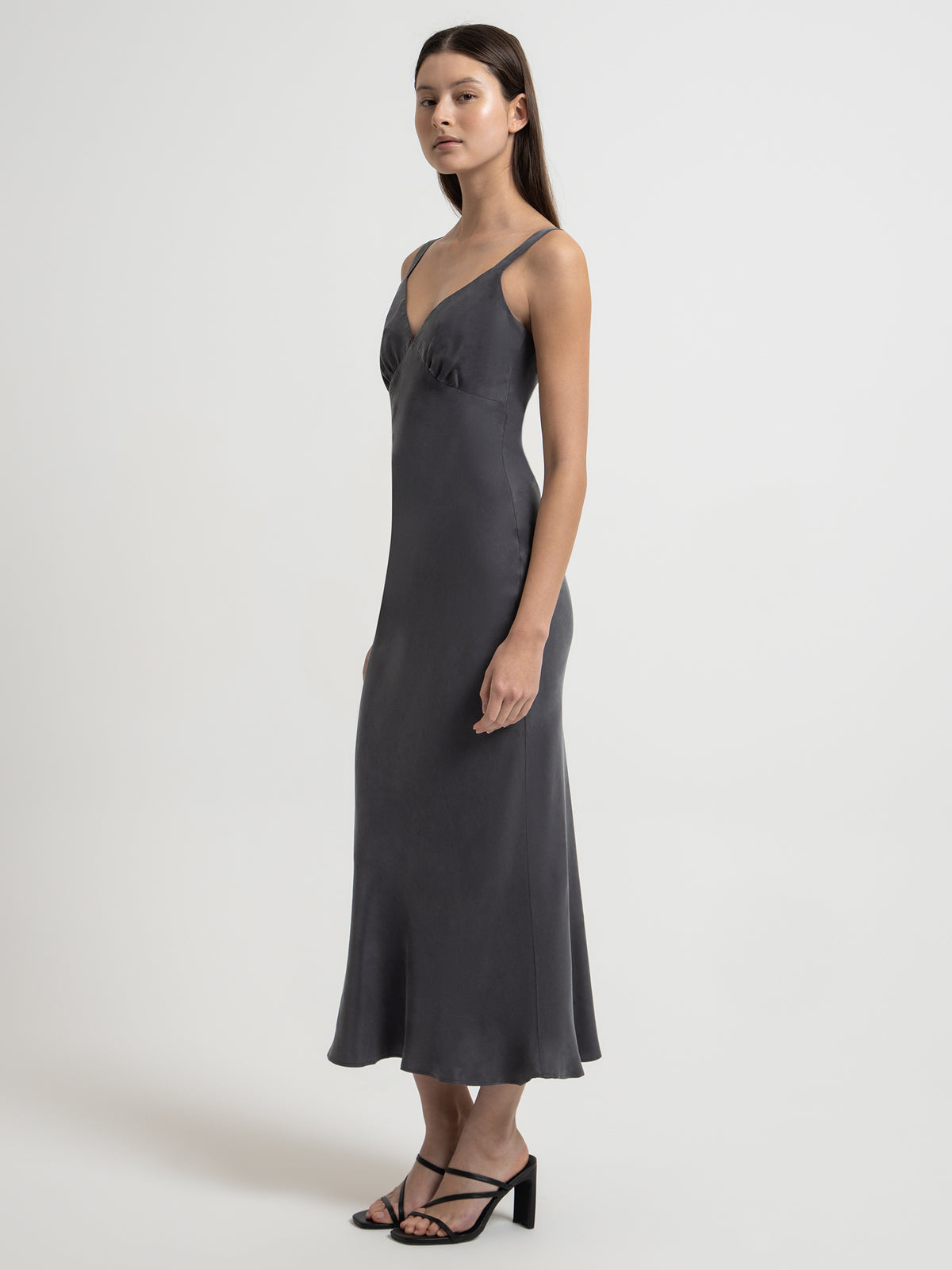 Nude Lucy Roni Cupro Slip Dress in Slate | Slate