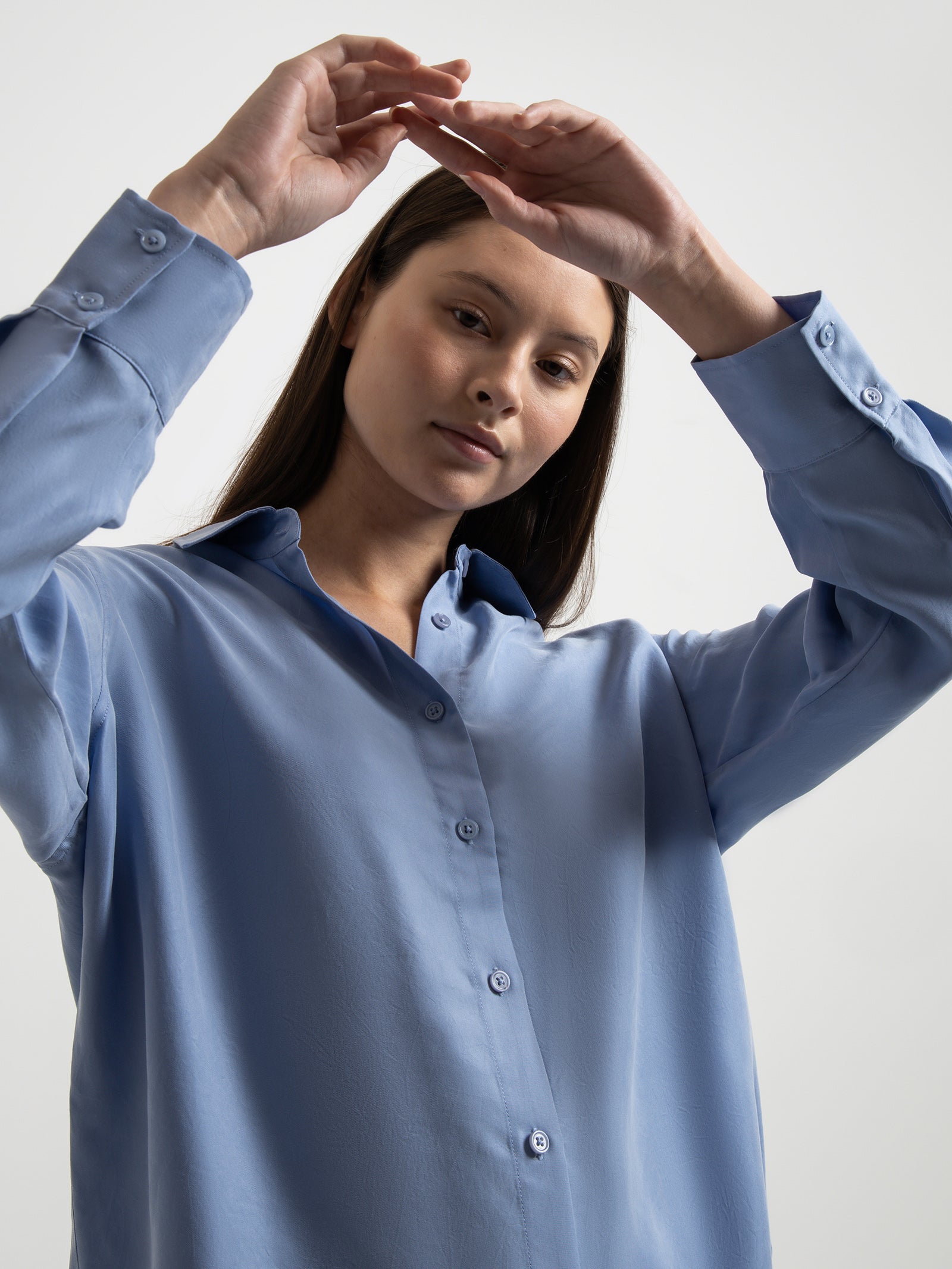 Nude lucy Rika Cupro Shirt in Mineral Blue Mineral blue | Glue Store