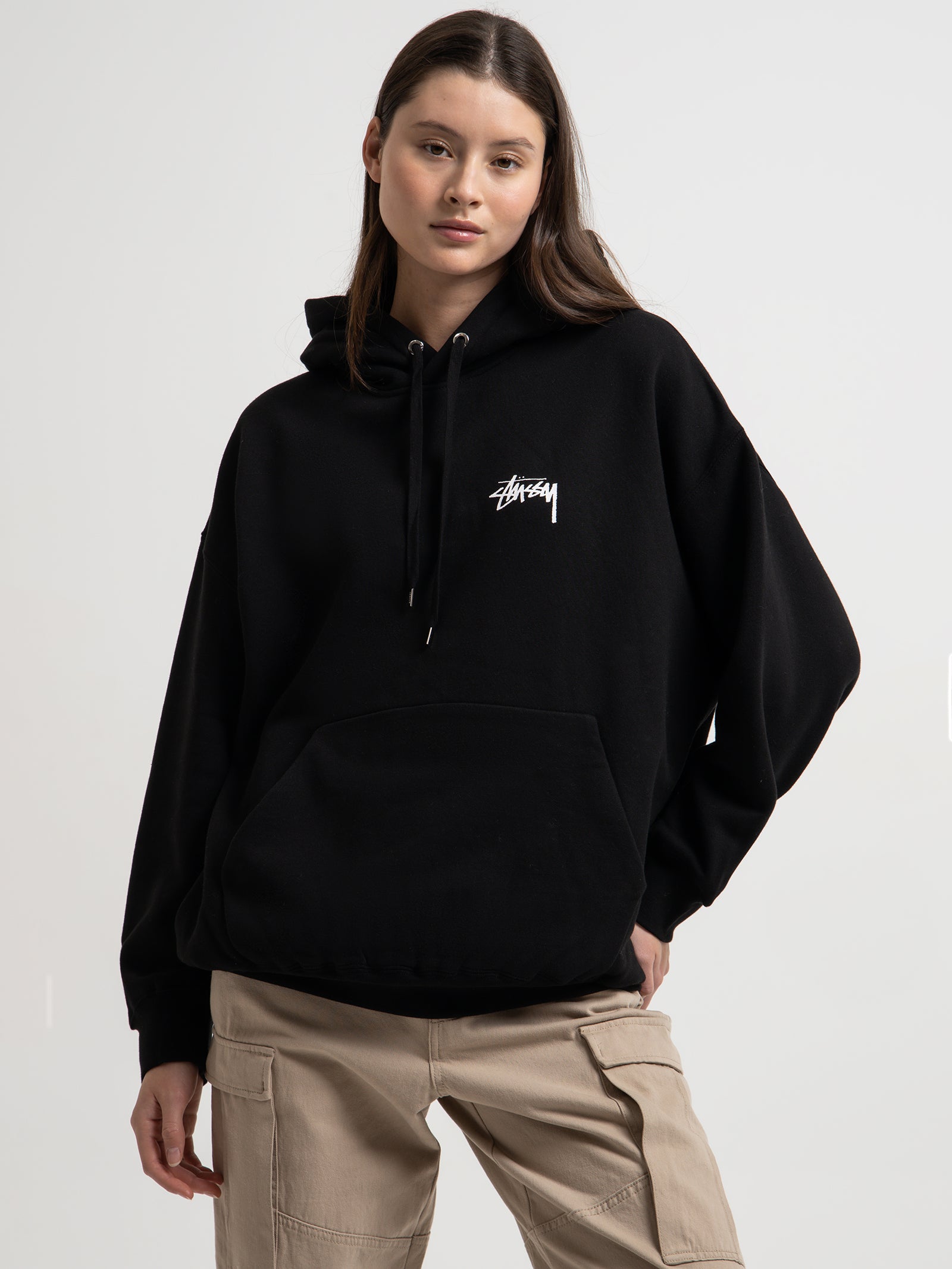 Stussy Pair Of Dice Oversized Hood in Black Black | Glue Store