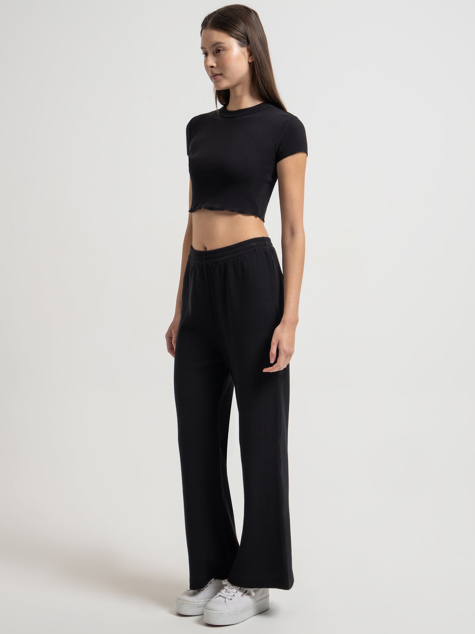 Nude lucy Kin Waffle Culottes in Black Black | Glue Store