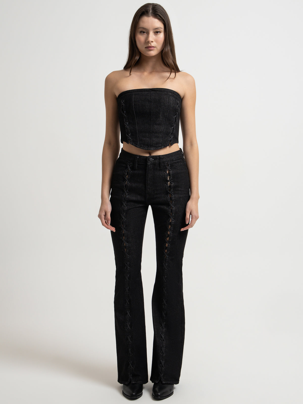 Ksubi Soho Laced Denim Jeans in Ebony Black | Black