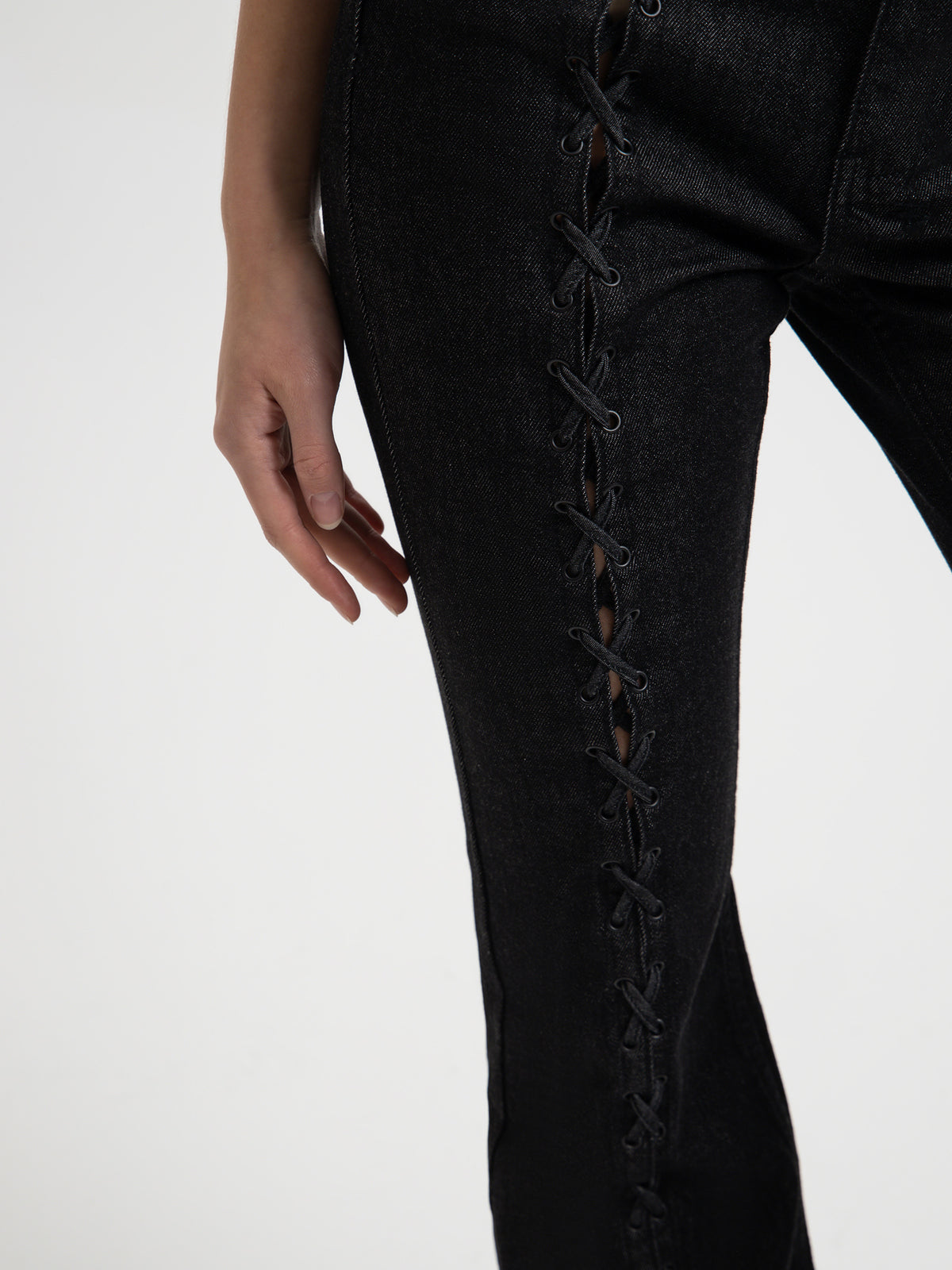 Ksubi Soho Laced Denim Jeans in Ebony Black | Black