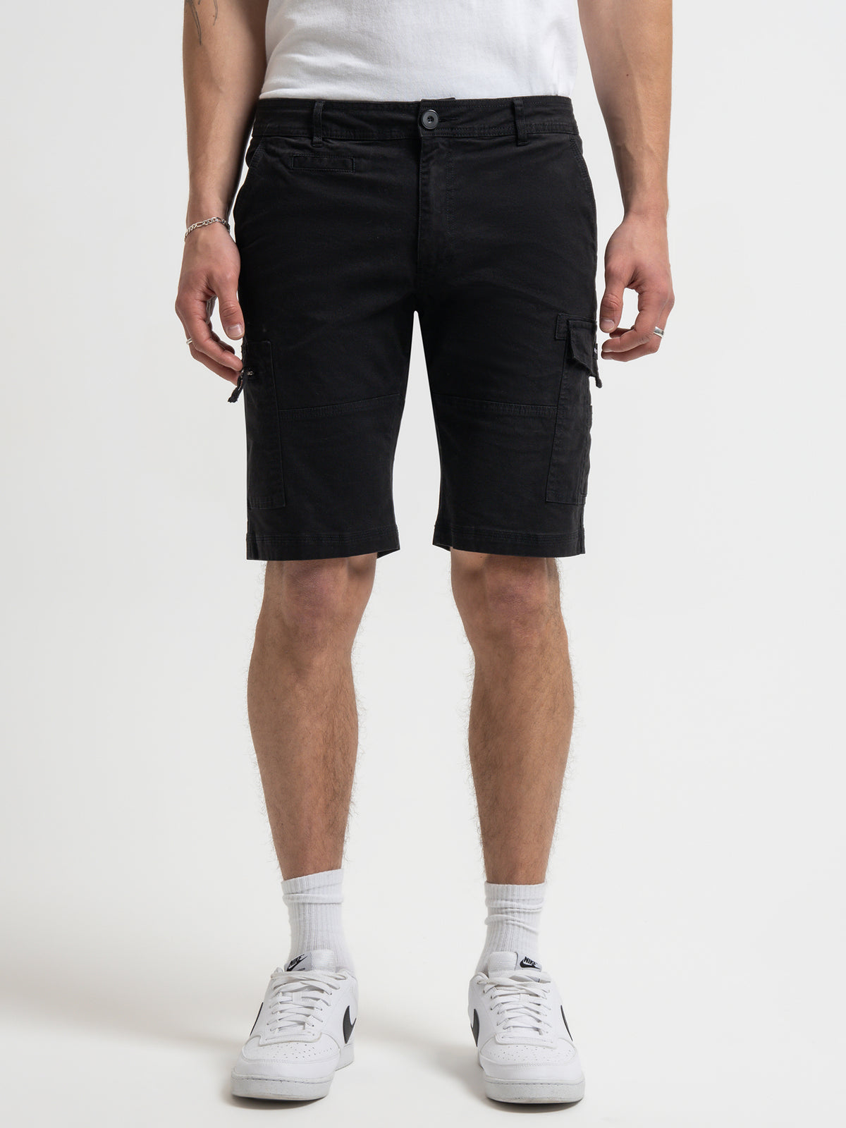 Henleys Leon Cargo Shorts in Black | Black