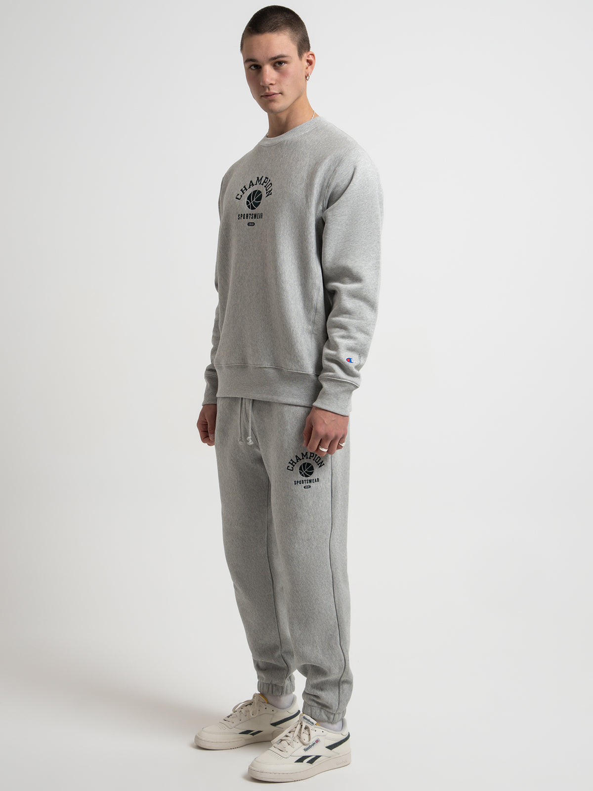 Champion Reverse Weave Clubhouse Crew in Oxford Heather | Oxford Hea