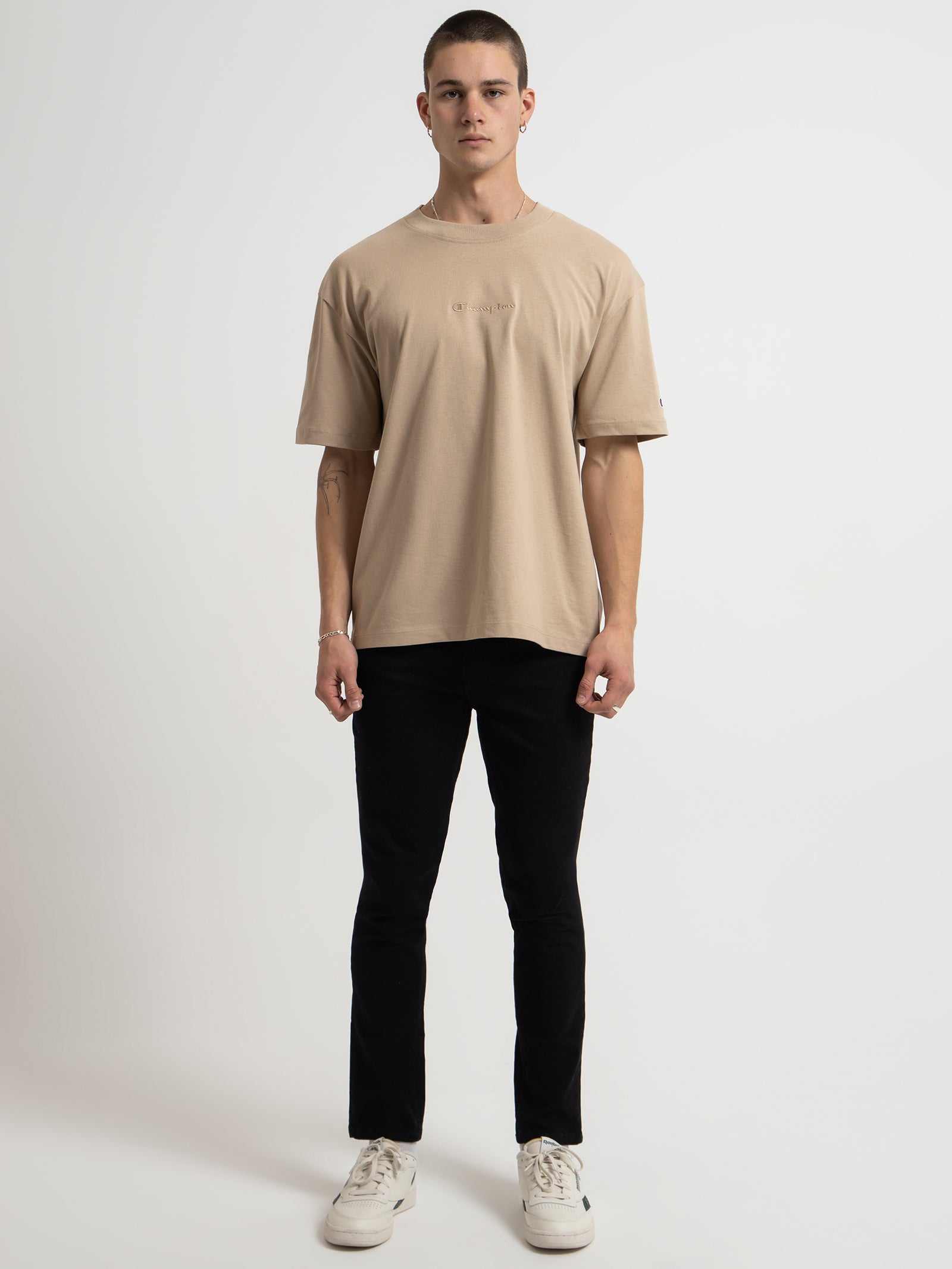 Heritage New Script T-Shirt in Cafe Latte Brown