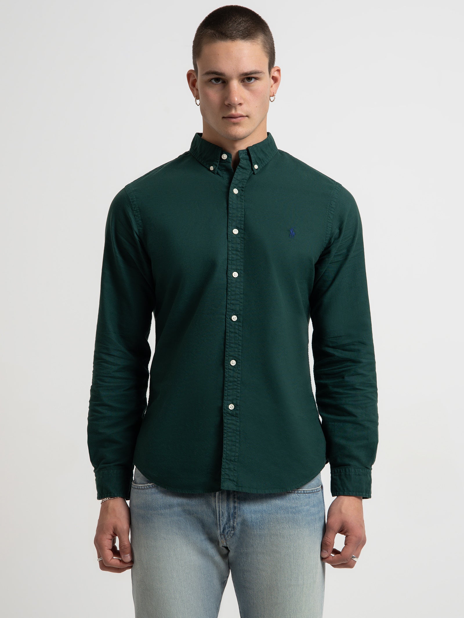 Slim Fit 40/1 GD Oxford Shirt in Green