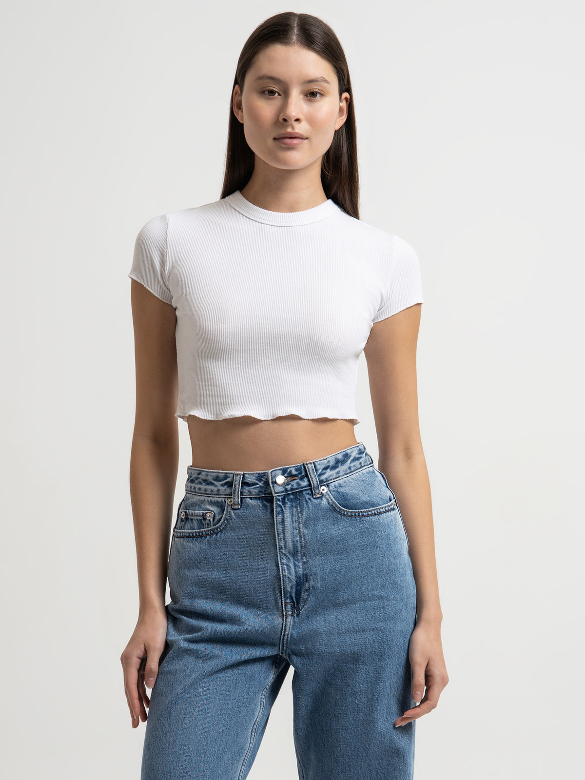 Nude Lucy Essential Waffle T-Shirt in White | White