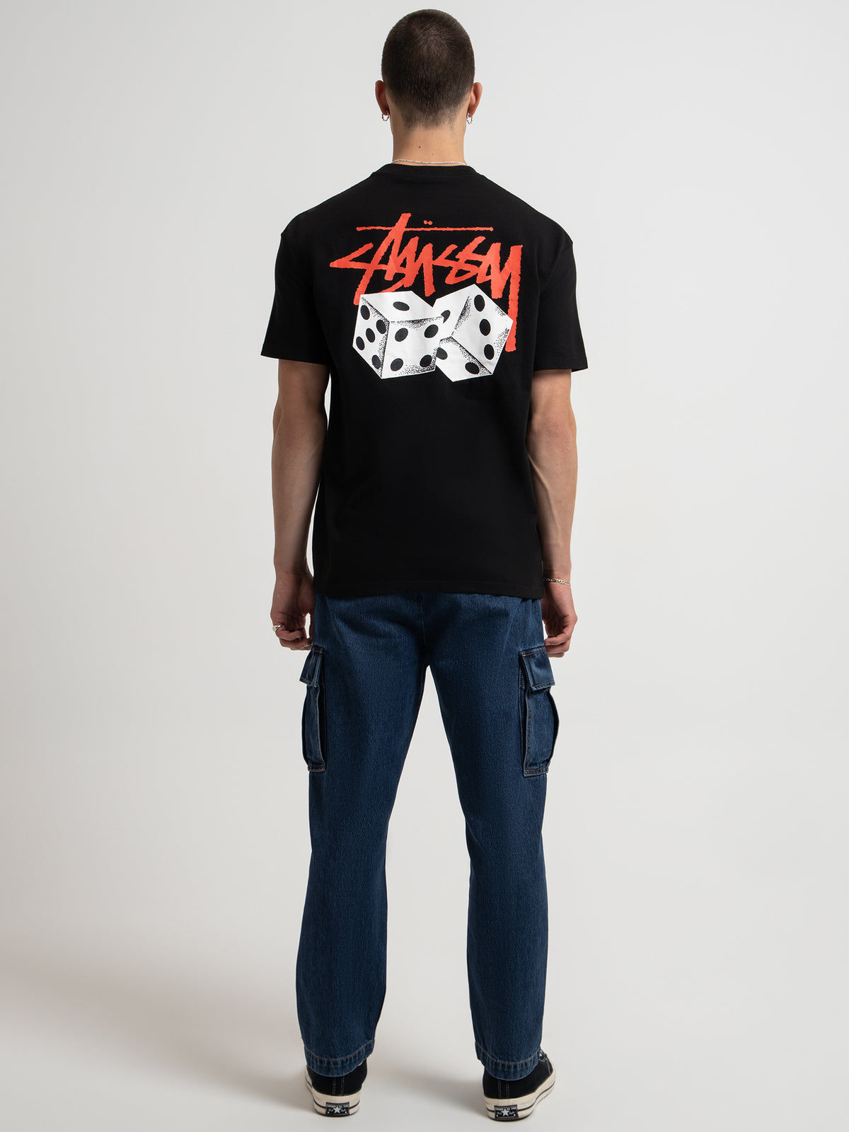 Stussy Pair Of Dice Solid Heavyweight T-Shirt in Black & Red | Black