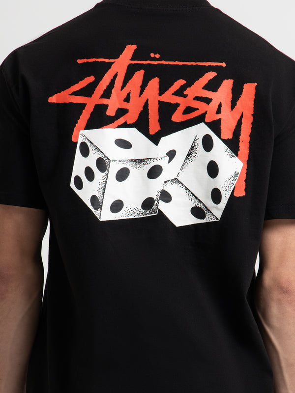 Pair Of Dice Solid Heavyweight T-Shirt in Black & Red | Glue Store