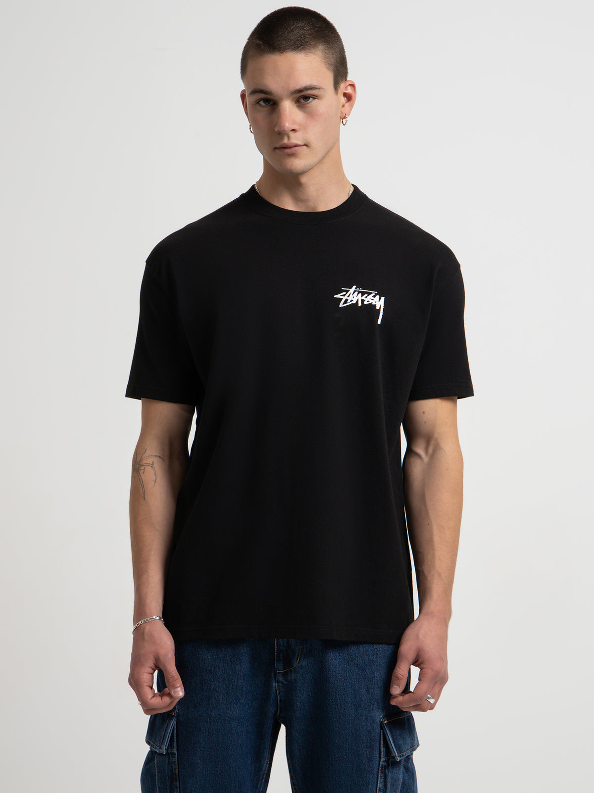 Stussy Pair Of Dice Solid Heavyweight T-Shirt in Black & Red | Black