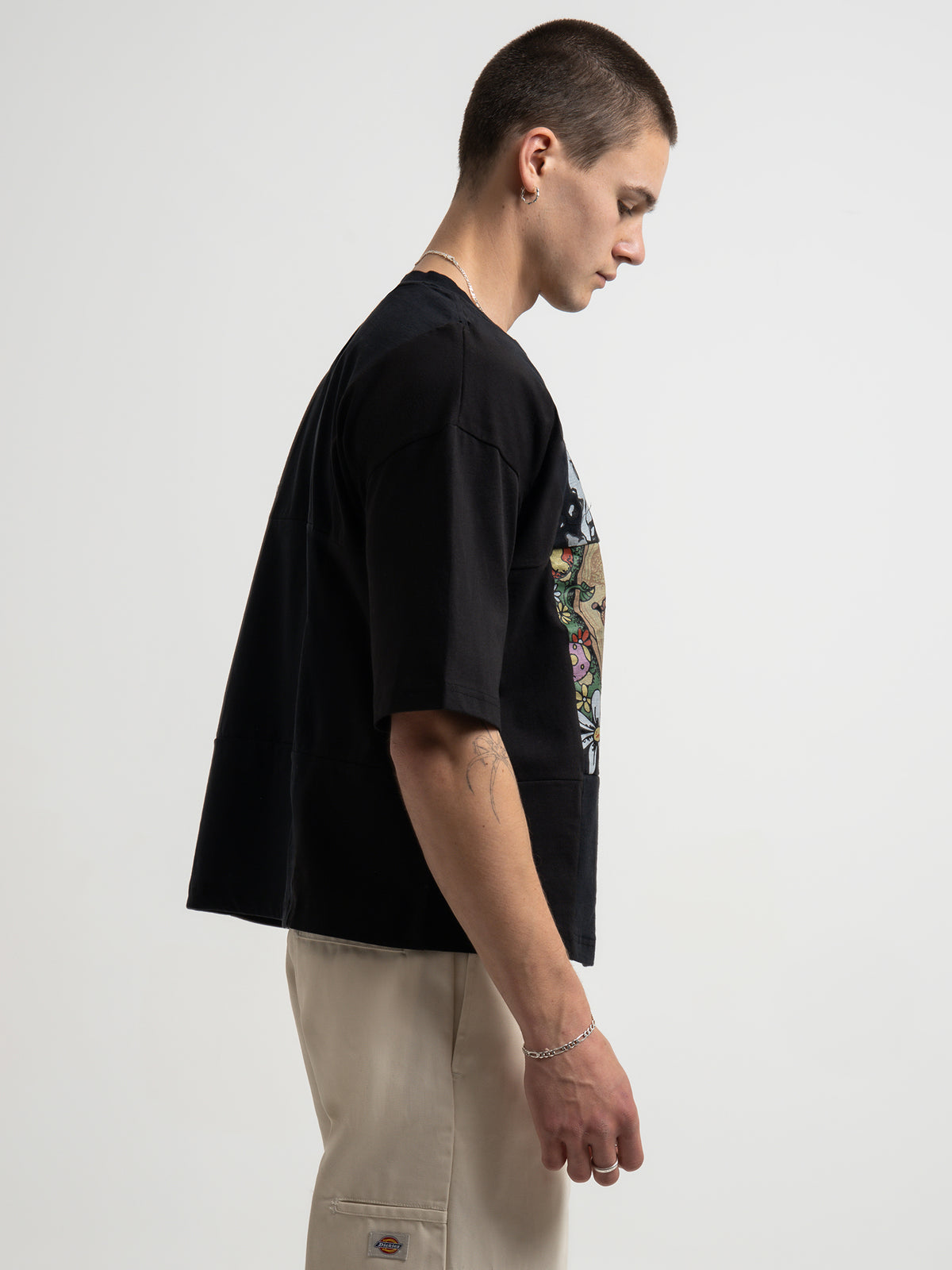 Market Reworked Grid T-Shirt in Overdyed Black | Black