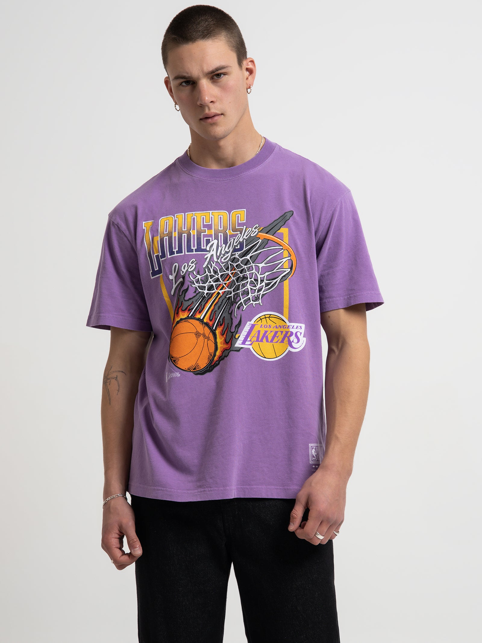 Purple New Era NBA Los Angeles Lakers Back Graphic T-Shirt