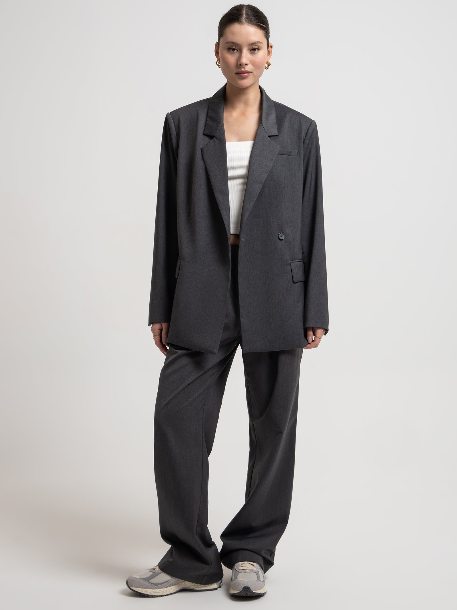 Raef the label Blake Oversized Blazer in Steel Steel | Glue Store