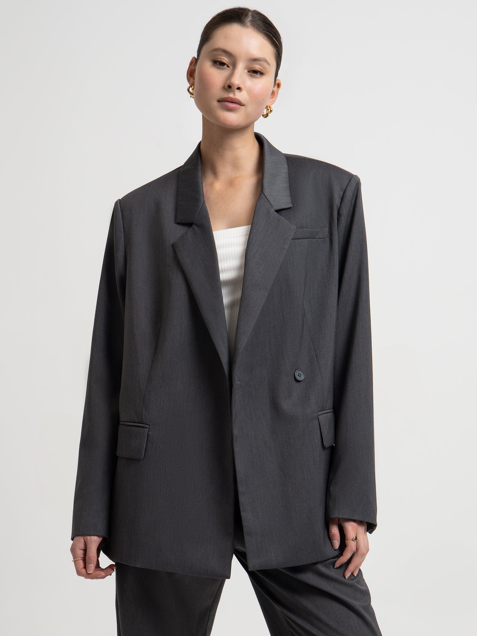 Blake Oversized Blazer in Steel