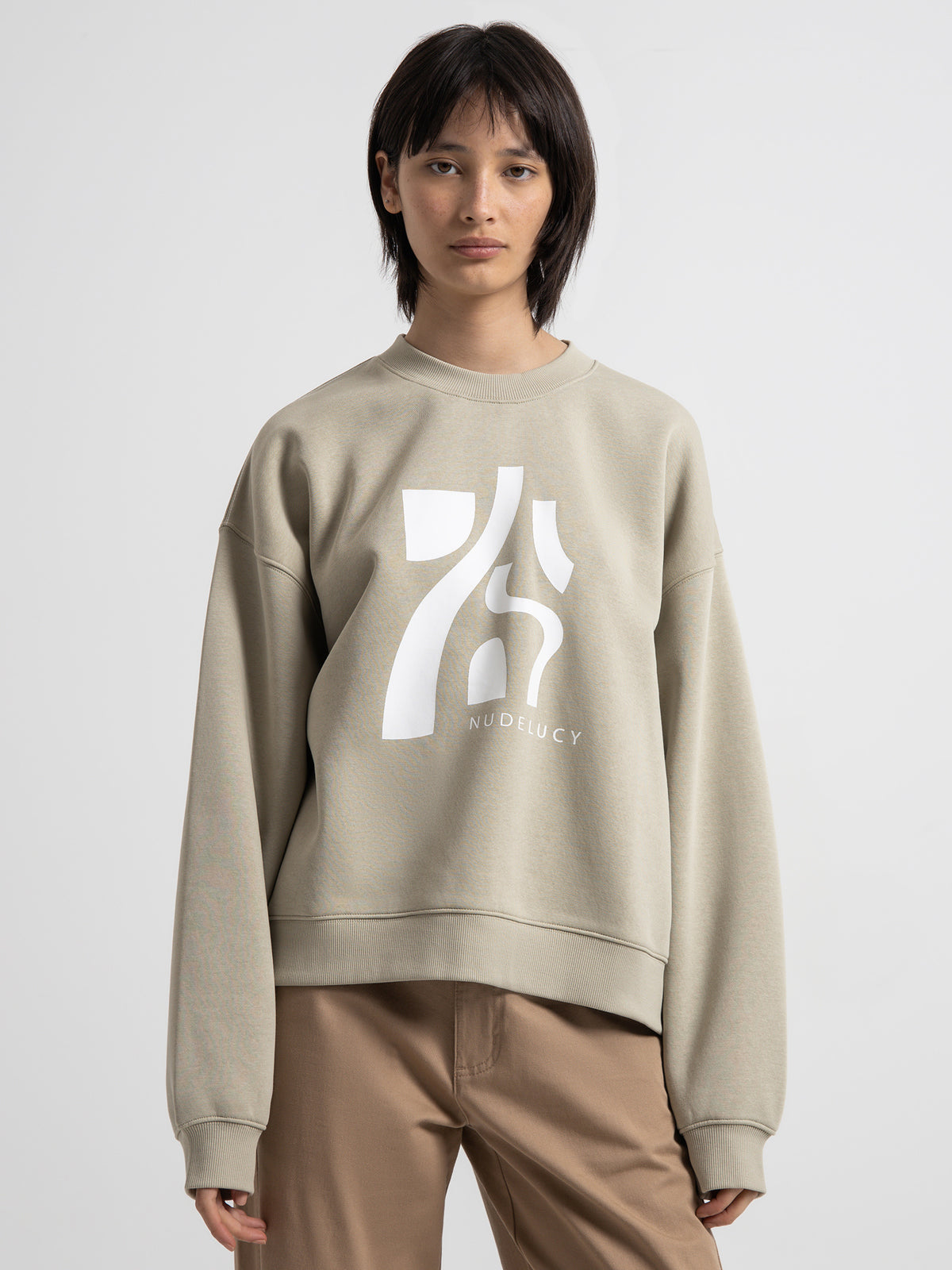 Nude Lucy Goya Oversized Crew Sweater in Cucumber Green | Cucumber