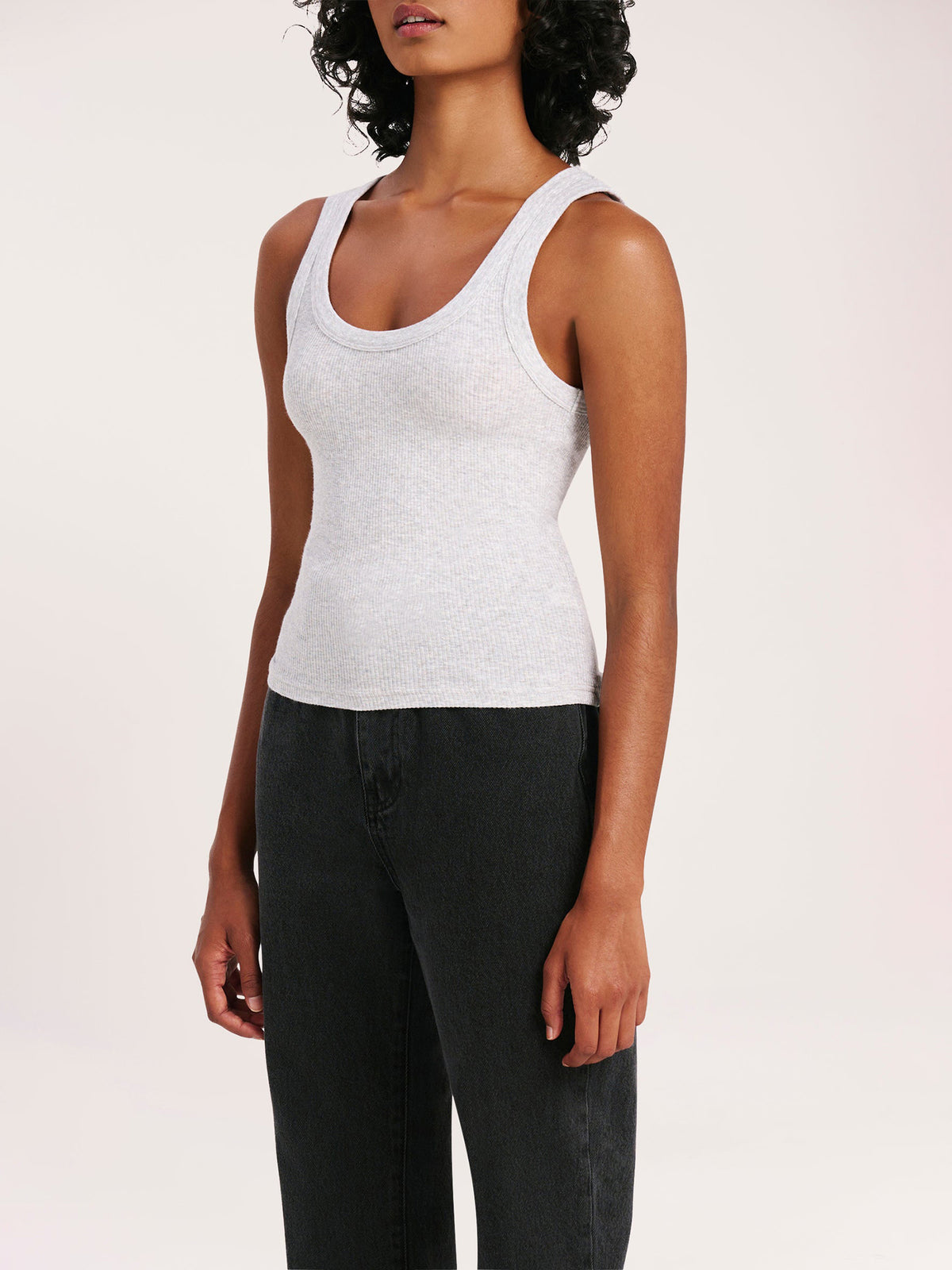 Nude Lucy Organic Rib Singlet in Grey Marle | Grey Marle