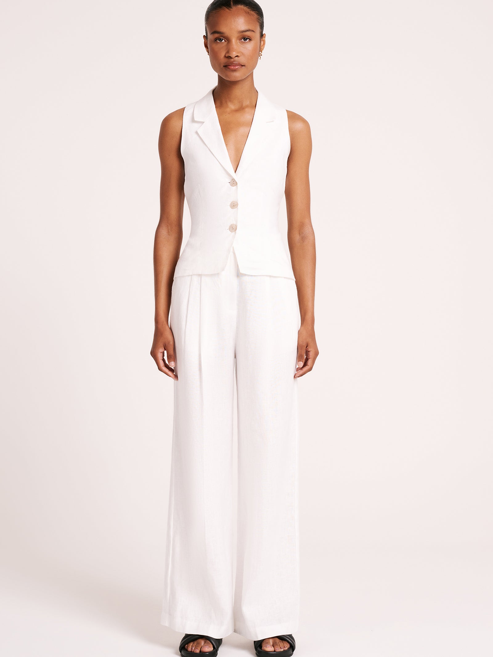 Thilda Linen Vest in White