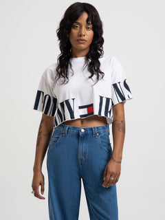 Oversized Crop Archive T-Shirt in White - Glue Store