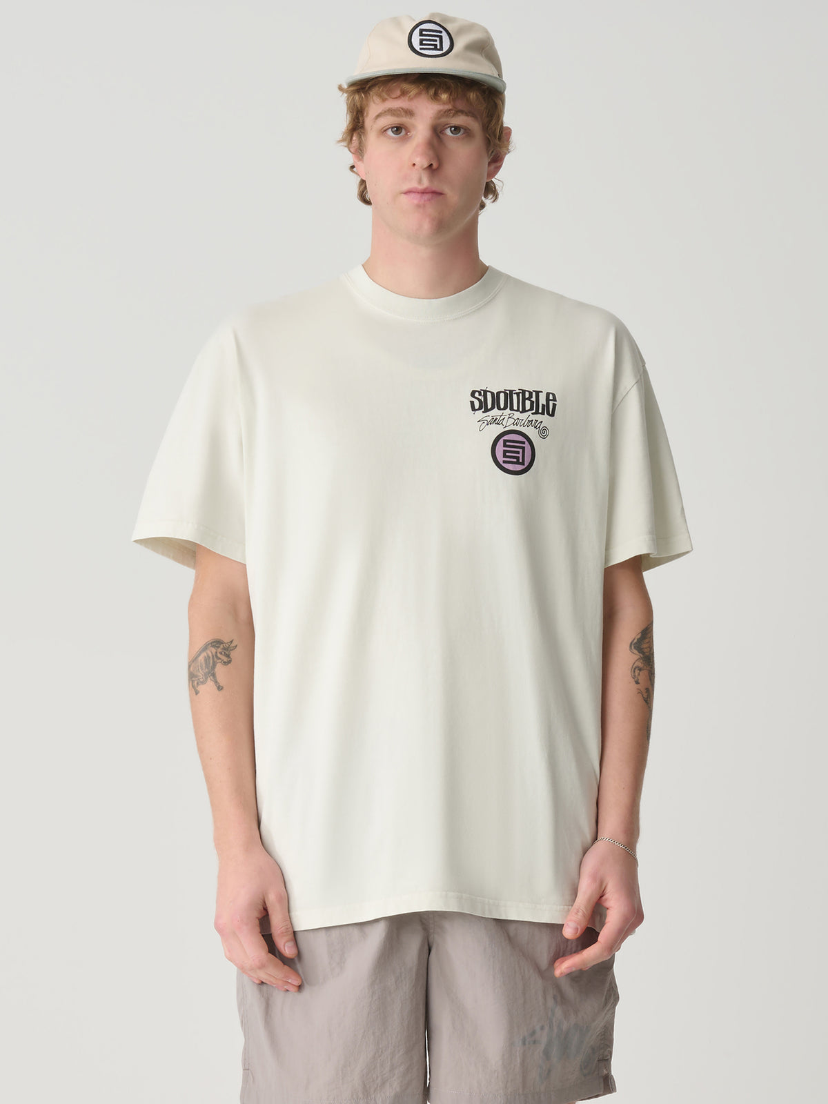 S-Double Combo Platter Tee In Washed White | White