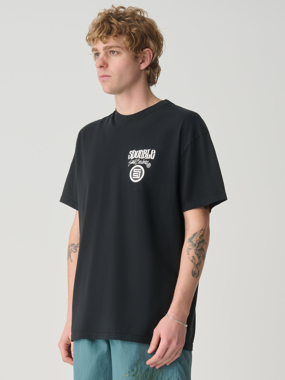 S-Double Combo Platter Tee In Washed Black | Washed Black