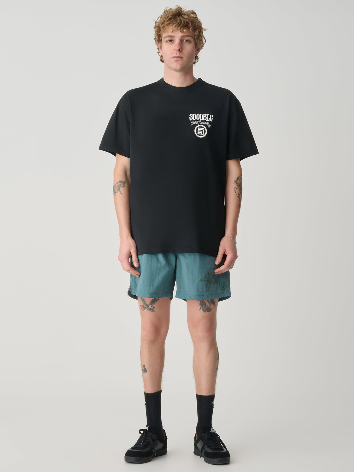 S-Double Combo Platter Tee In Washed Black | Washed Black