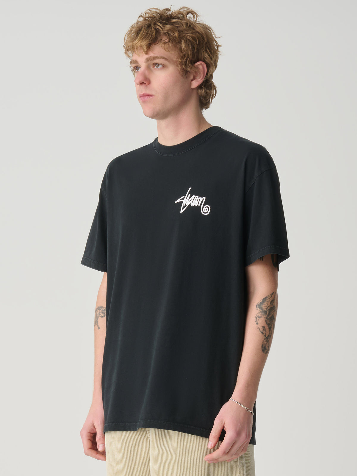 S-Double Roots Dot Tee In Washed Black | Washed Black