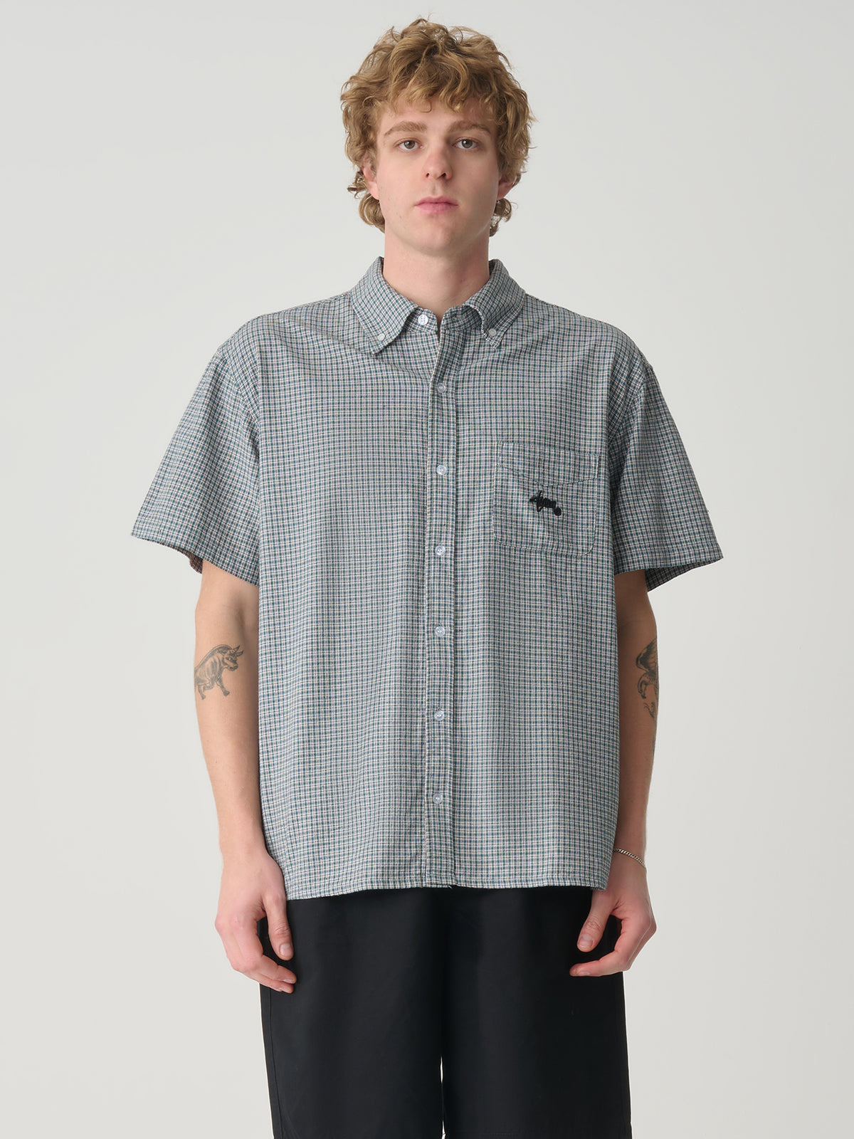 S-Double Oxford Classic Shirt In Pool Blue Check | Pool Blue Check