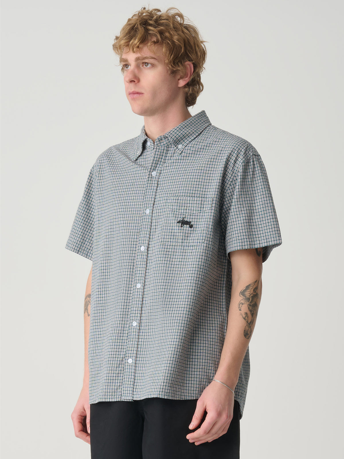 S-Double Oxford Classic Shirt In Pool Blue Check | Pool Blue Check