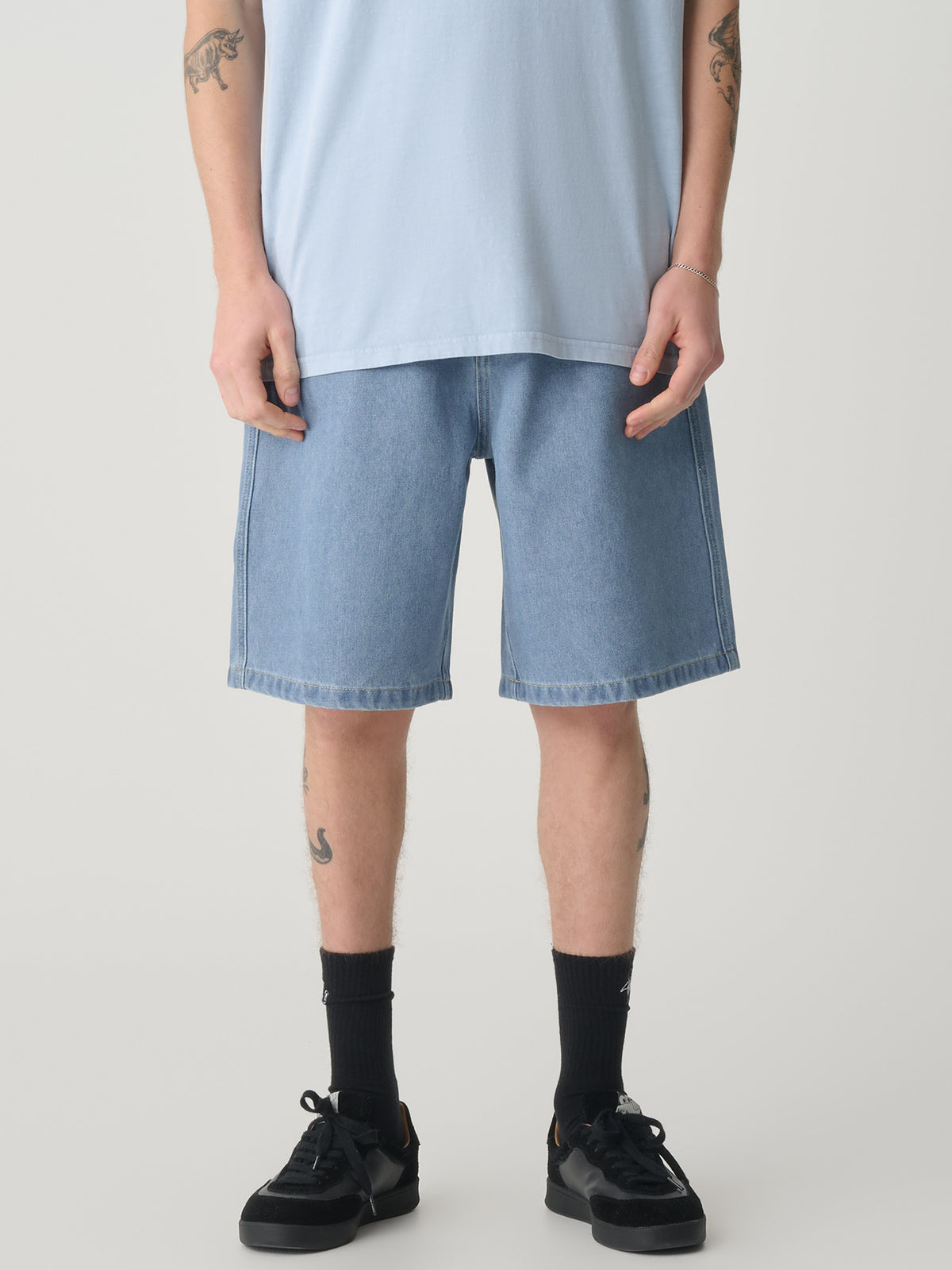 S-Double Denim Standard Short - Mid Blue | Mid Blue