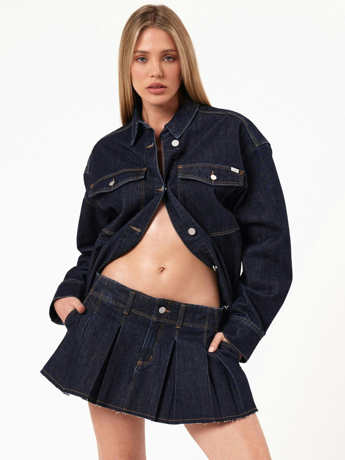 Abrand Denim Shacket Lila | Rinse Denim