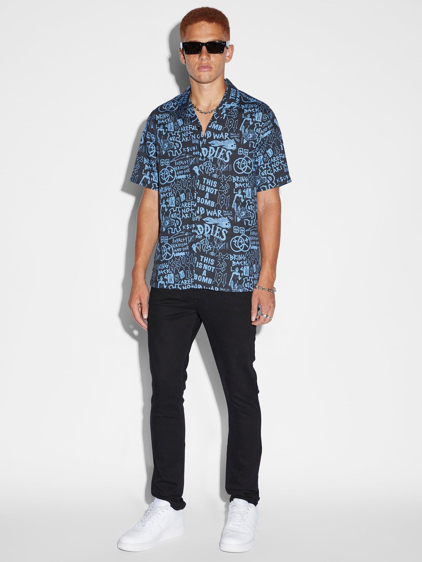 Ksubi Baddies Resort Short Sleeve Shirt Blue | Glue Store