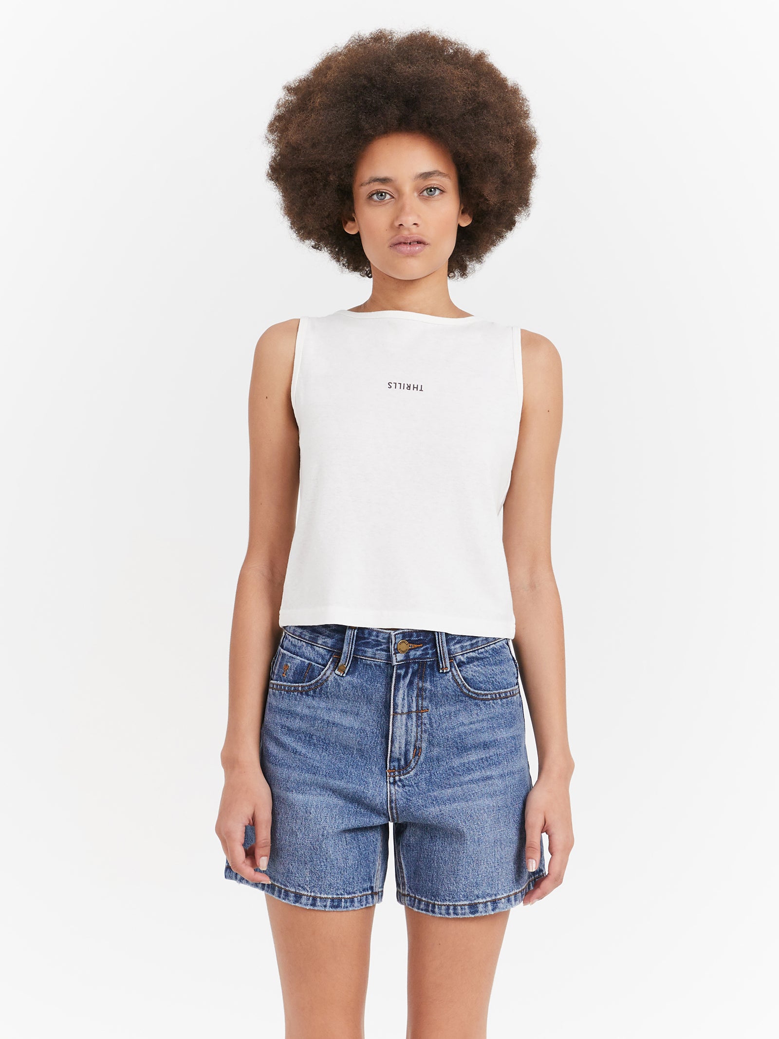 Minimal Thrills Hemp Boat Neck Tank in White - Glue Store