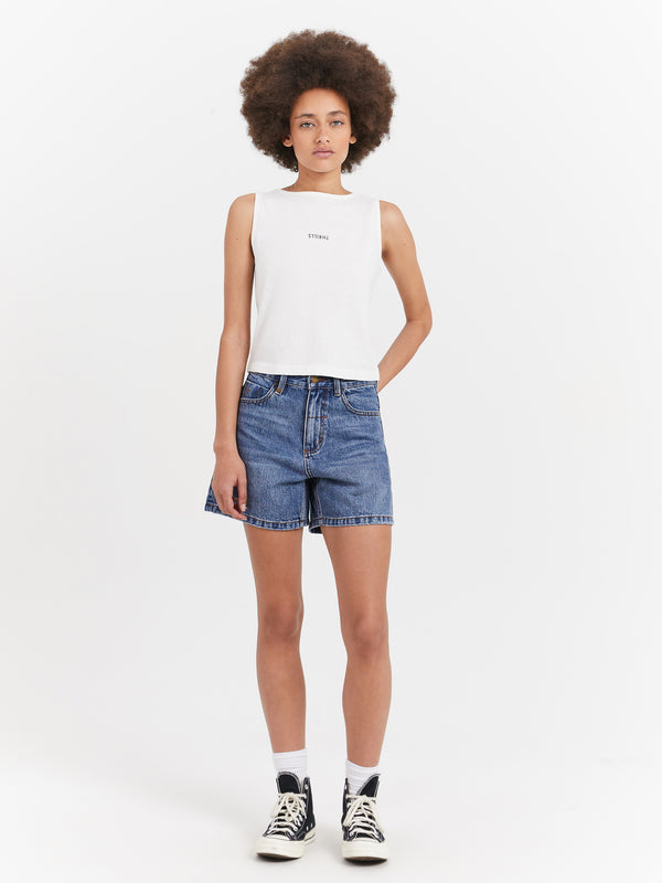 Minimal Thrills Hemp Boat Neck Tank in White - Glue Store