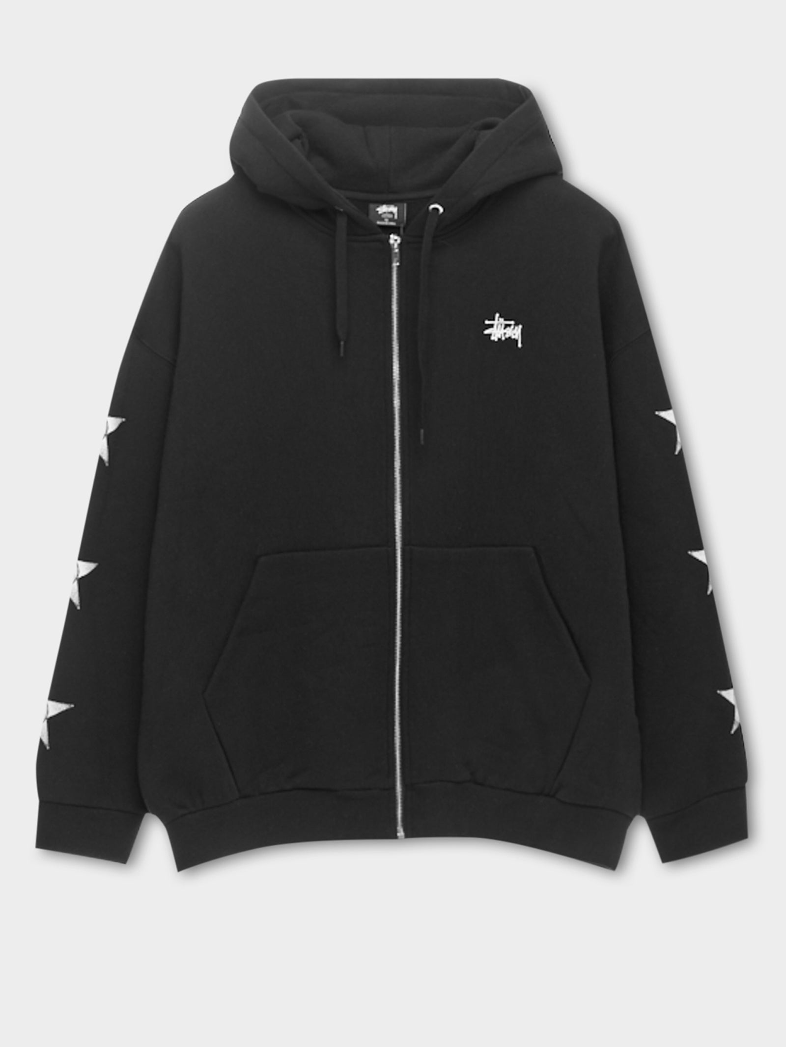 Stussy Stars Zip-Thru Hood Black | Glue Store