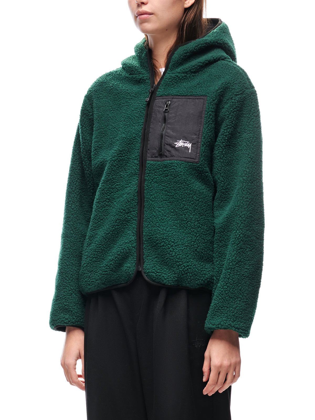 Stussy Stock Sherpa Hood Jacket | Fern