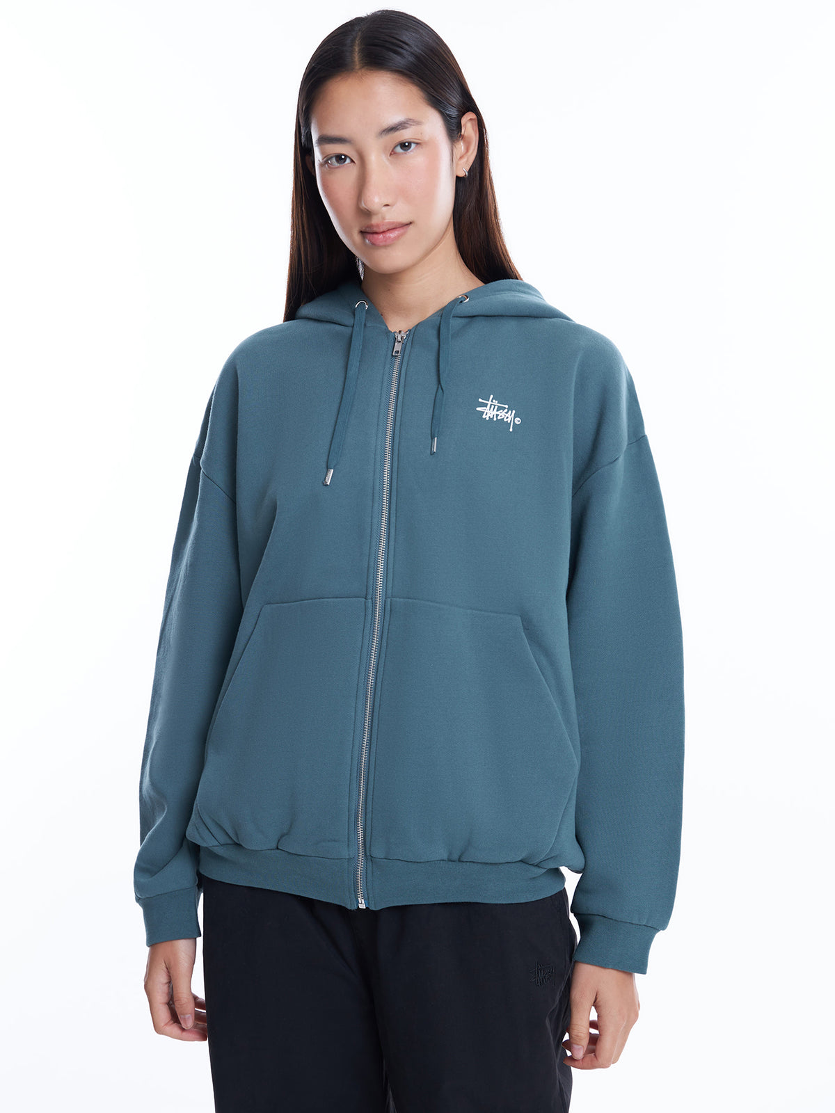 Stussy Grafitti Zip Up Hood | Forest Green