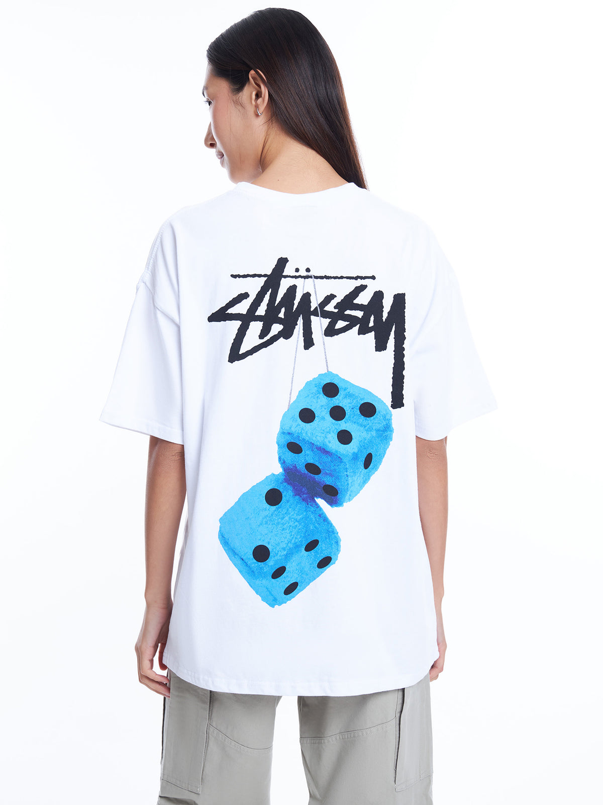 Stussy Fuzzy Dice Heavyweight Relaxed T-Shirt | Off White