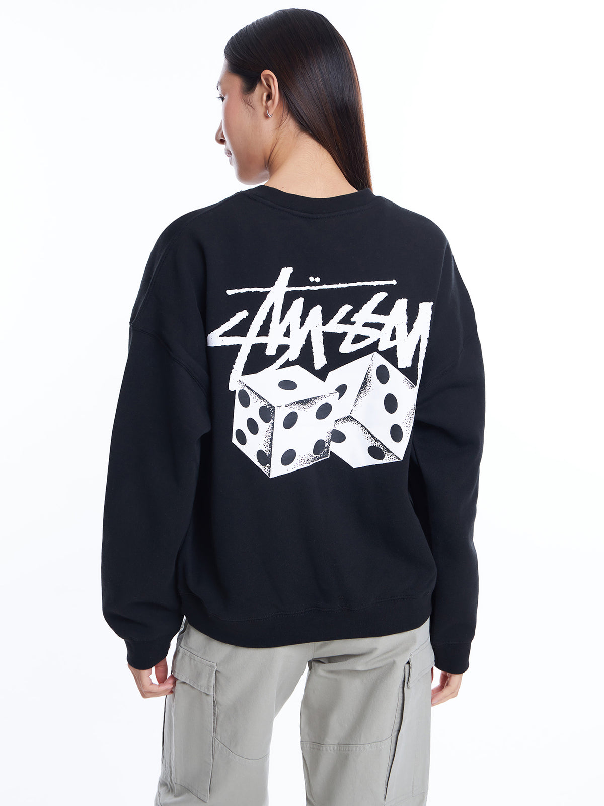 Stussy Pair Of Dice Oversized Crew | Black