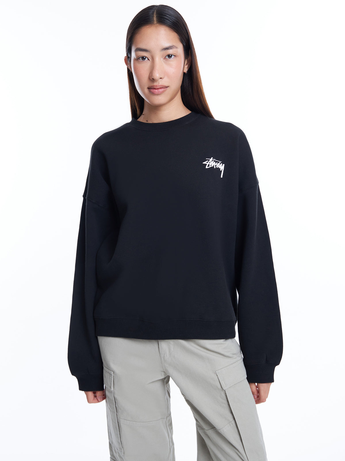 Stussy Pair Of Dice Oversized Crew | Black