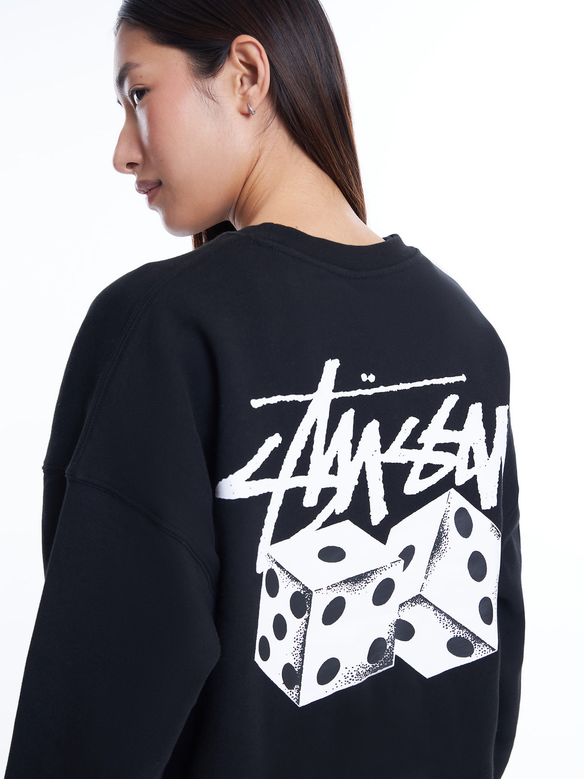 Stussy Pair Of Dice Oversized Crew | Black